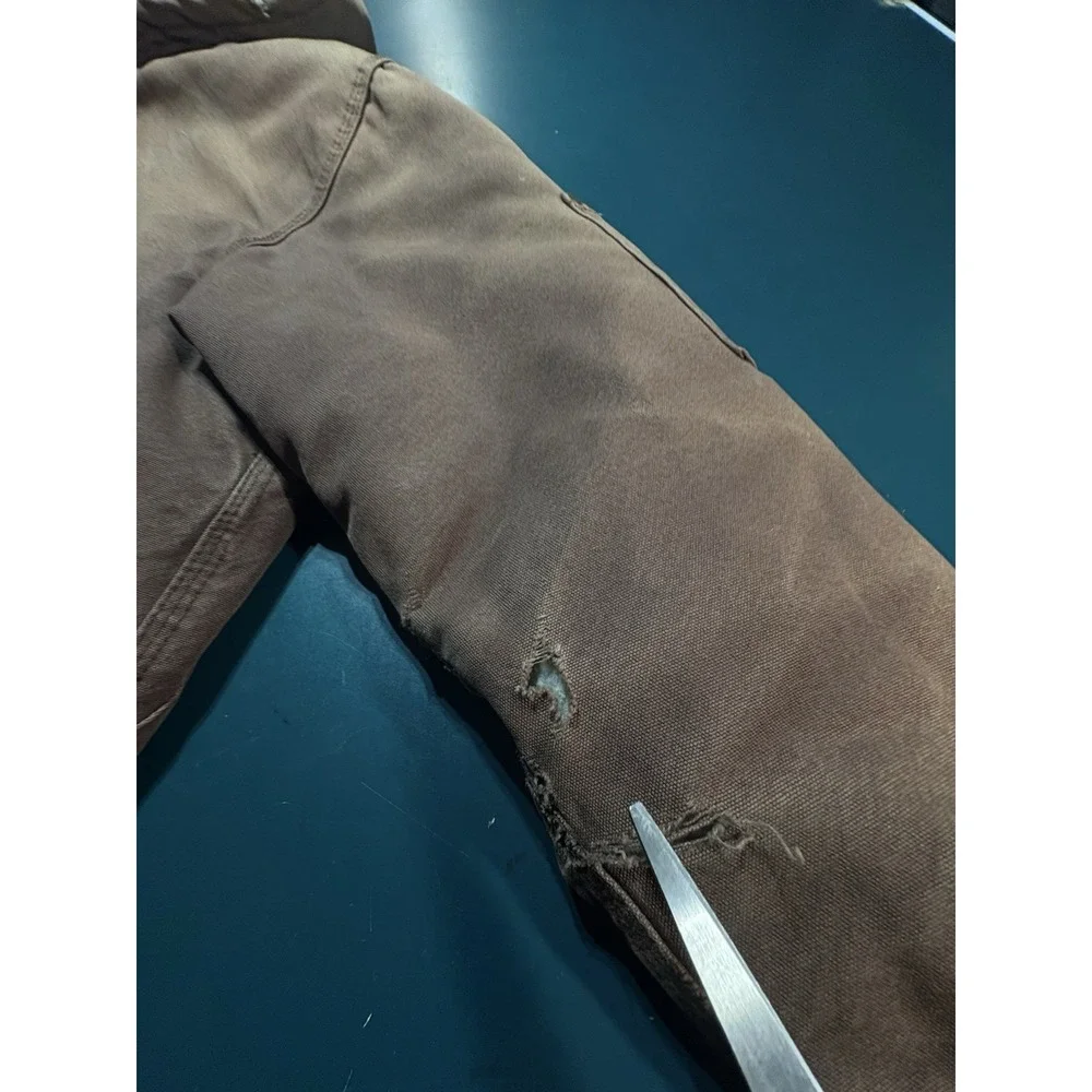 Vintage Canvas Hooded Work Jacket Distressed  Sun Faded Brown Mens Size XL‎